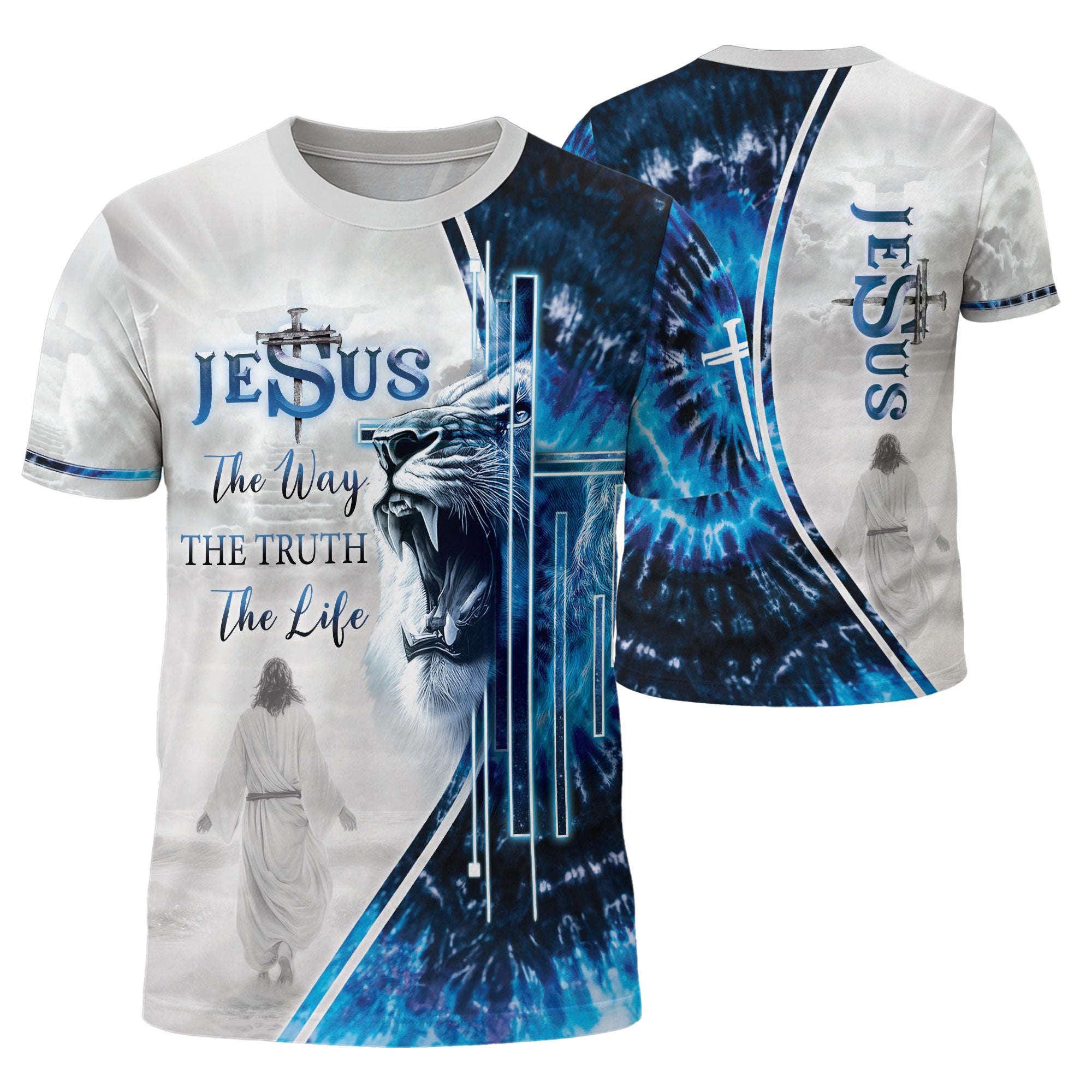 Christian Tee Shirts for Men, RustField Co - The Way The Truth The Life John 14 6 Roaring Lion, Freedom Shirts - Rust Field Wear