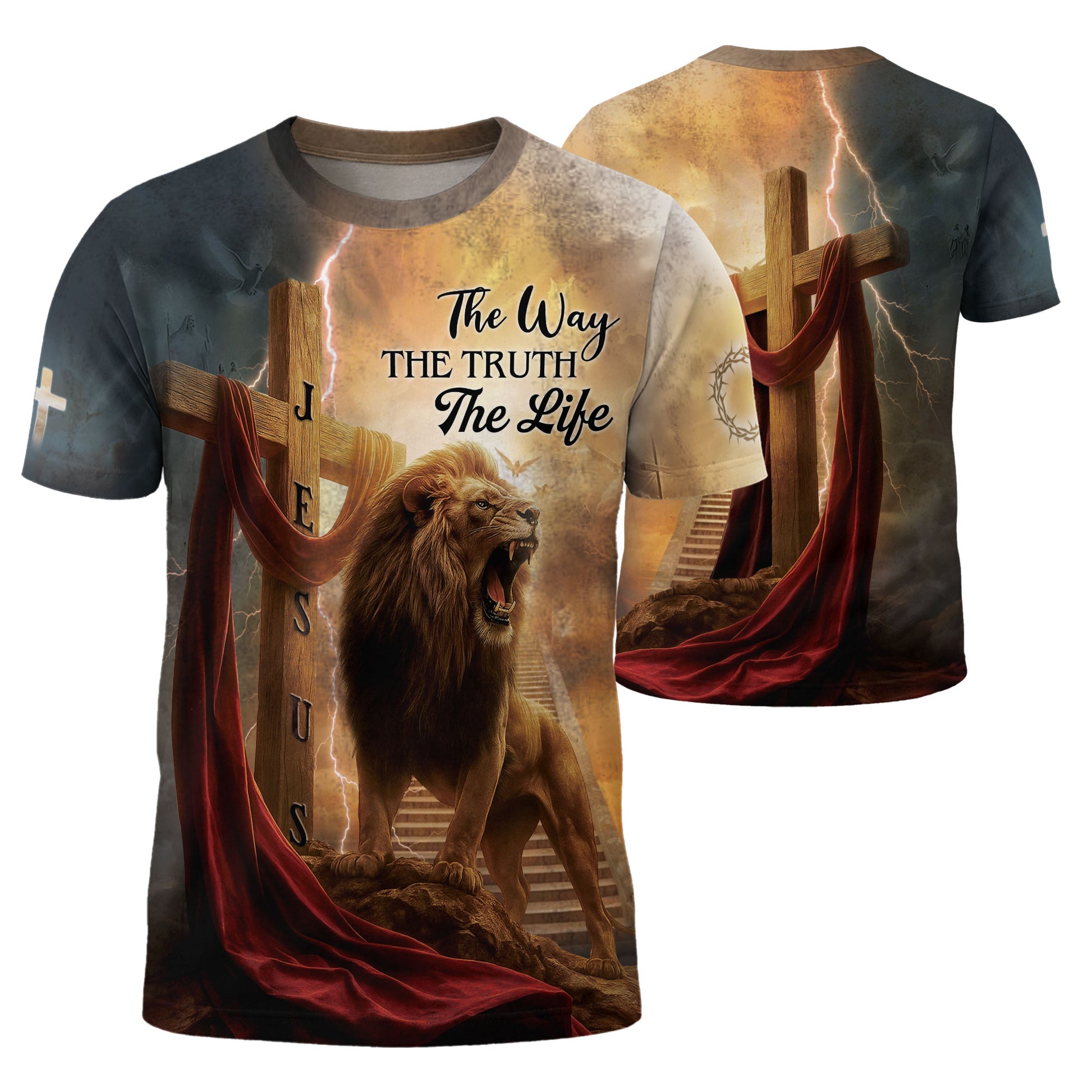 RustField Co Freedom Shirts - The Lion's Roar In The Storm The Way The Truth The Life, Christian Tee Shirts for Men - Rust Field Wear