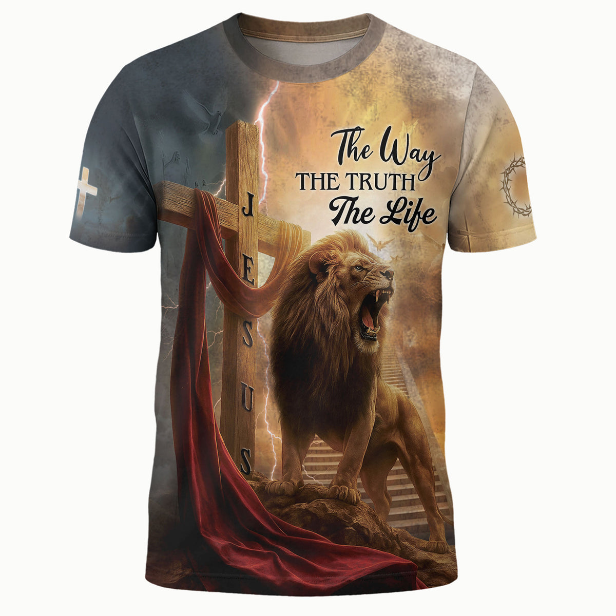 The Way, The Truth, The Life Freedom The Lion's Roar In The Storm Jesus Shirt, Graphic Tee for Men, Christian Tee Shirts, Rustfield Co. - Rust Field Wear