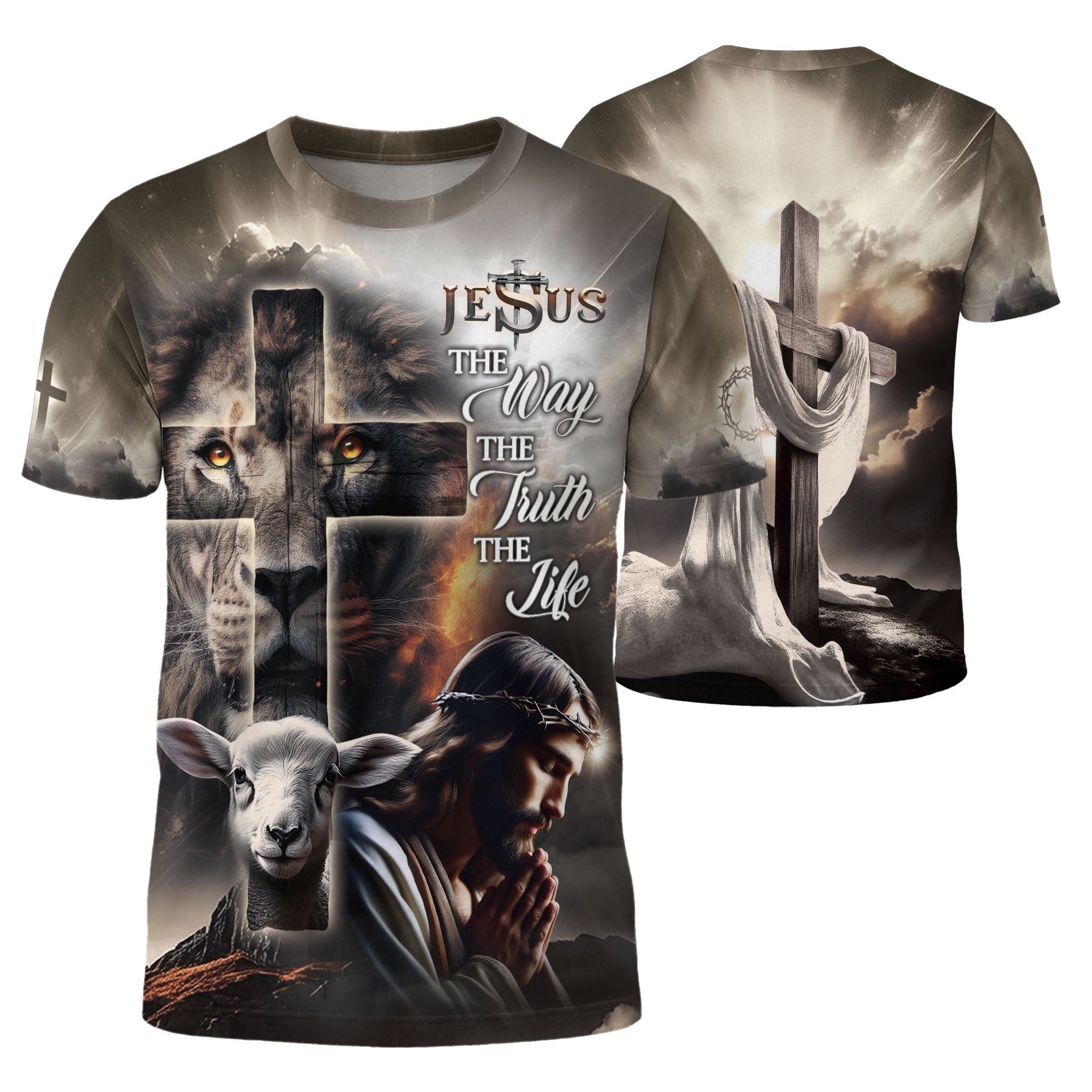 Freedom Shirts for Men, Jesus The Way The Truth The Life Lion Lamb Cross - Christian Tee Shirts, RustField Co - Rust Field Wear