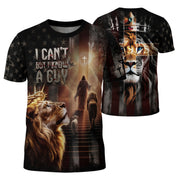 Christian Tee Shirts, I Can't But I Know A Guy Lion and Cross American Flag - Freedom Shirts for Men, RustField Co - Rust Field Wear