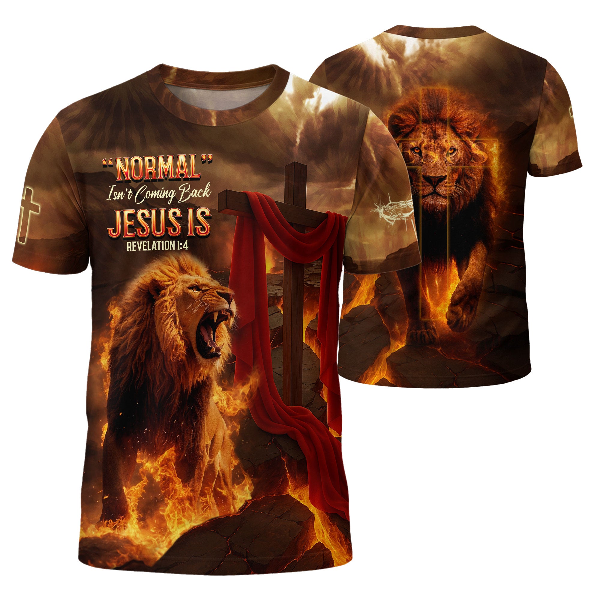 Revelation Glory Jesus Is Coming Back Lion and Cross - Christian Tee Shirts for Men, Freedom Shirts, RustField Co - Rust Field Wear