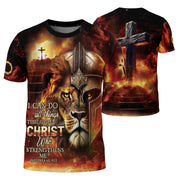 I Can Do All Things Through Christ Lion Warrior Cross - Christian Tee Shirts for Men, Freedom Shirts, RustField Co - Rust Field Wear