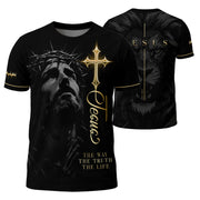 Christian Tee Shirts for Men - Jesus The Way The Truth The Life Cross Lion, RustField Co Freedom Shirts - Rust Field Wear