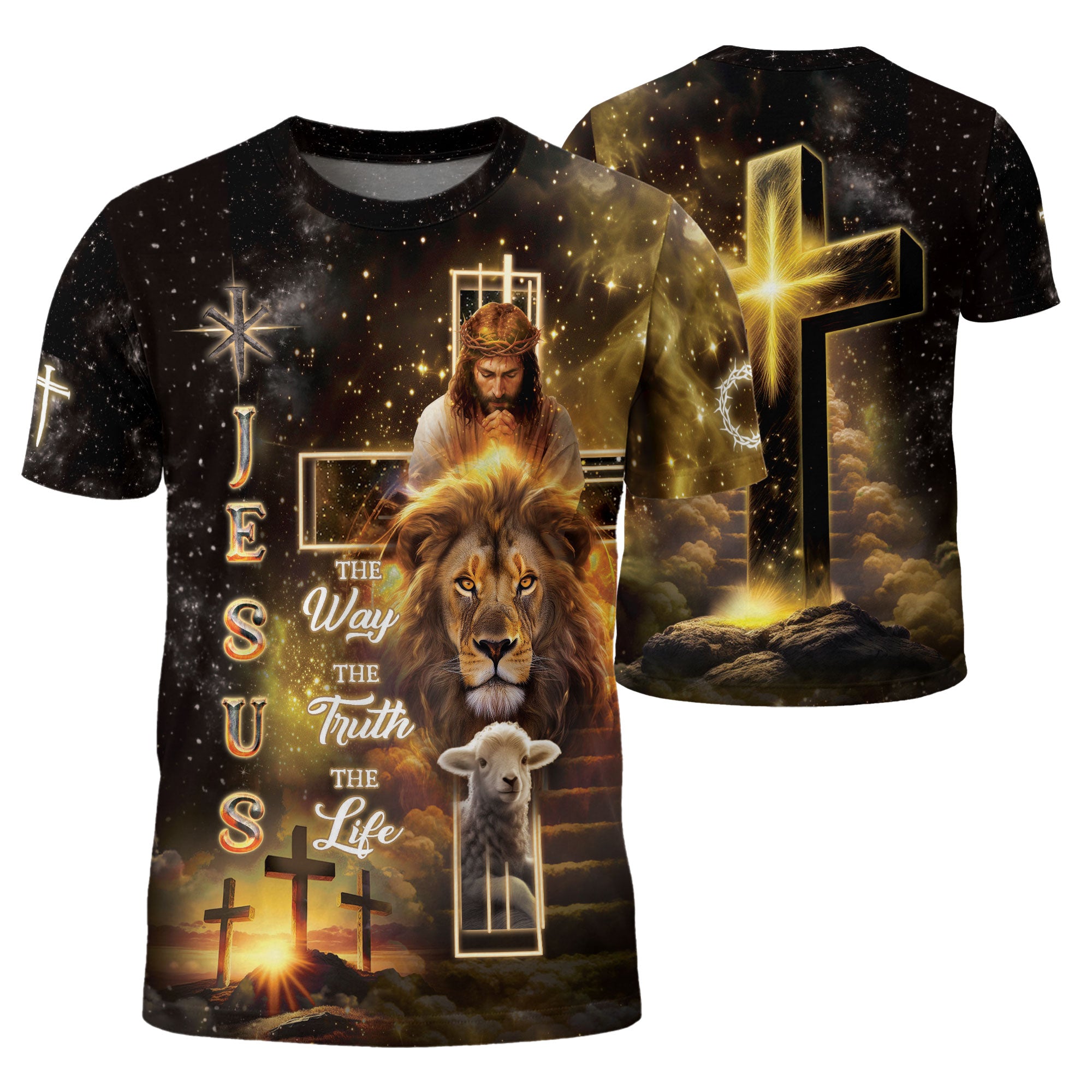 Freedom Shirts - Jesus The Way The Truth The Life Cross Lion Lamb, Christian Tee Shirts for Men, RustField Co - Rust Field Wear