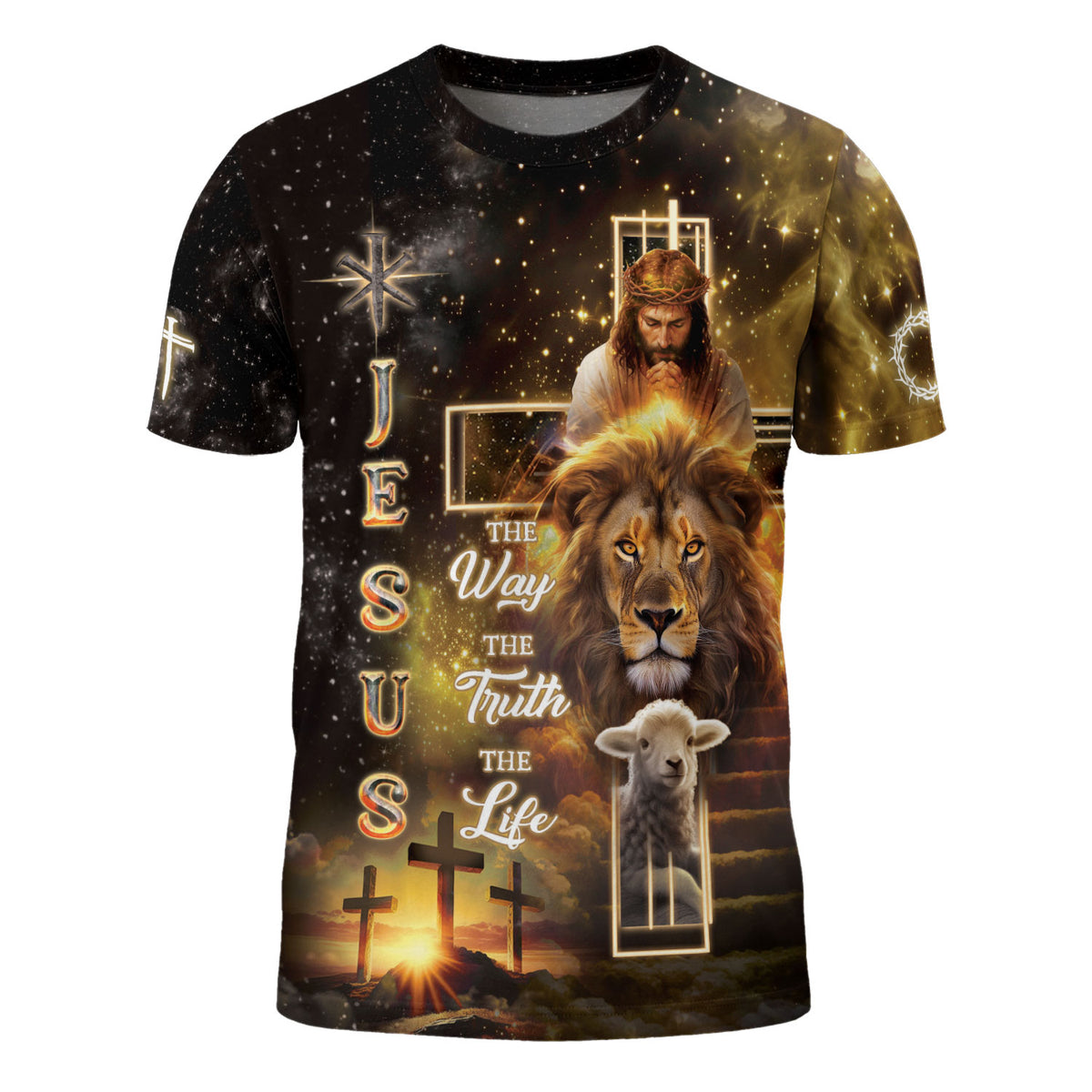 Christian Tee Shirts for Men, The Way, The Truth, The Life Freedom Jesus Cross Lion Lamb Graphic Tee, Jesus Shirt, Men's Faith Gift, Rustfield Co. - Rust Field Wear
