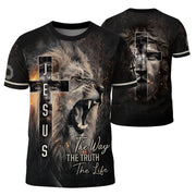 Christian Tee Shirts for Men, RustField Co - Jesus Lion Cross The Way The Truth The Life, Freedom Shirts - Rust Field Wear