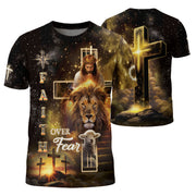 RustField Co, Faith Over Fear Cross - Christian Tee Shirts for Men, Freedom Shirts - Rust Field Wear