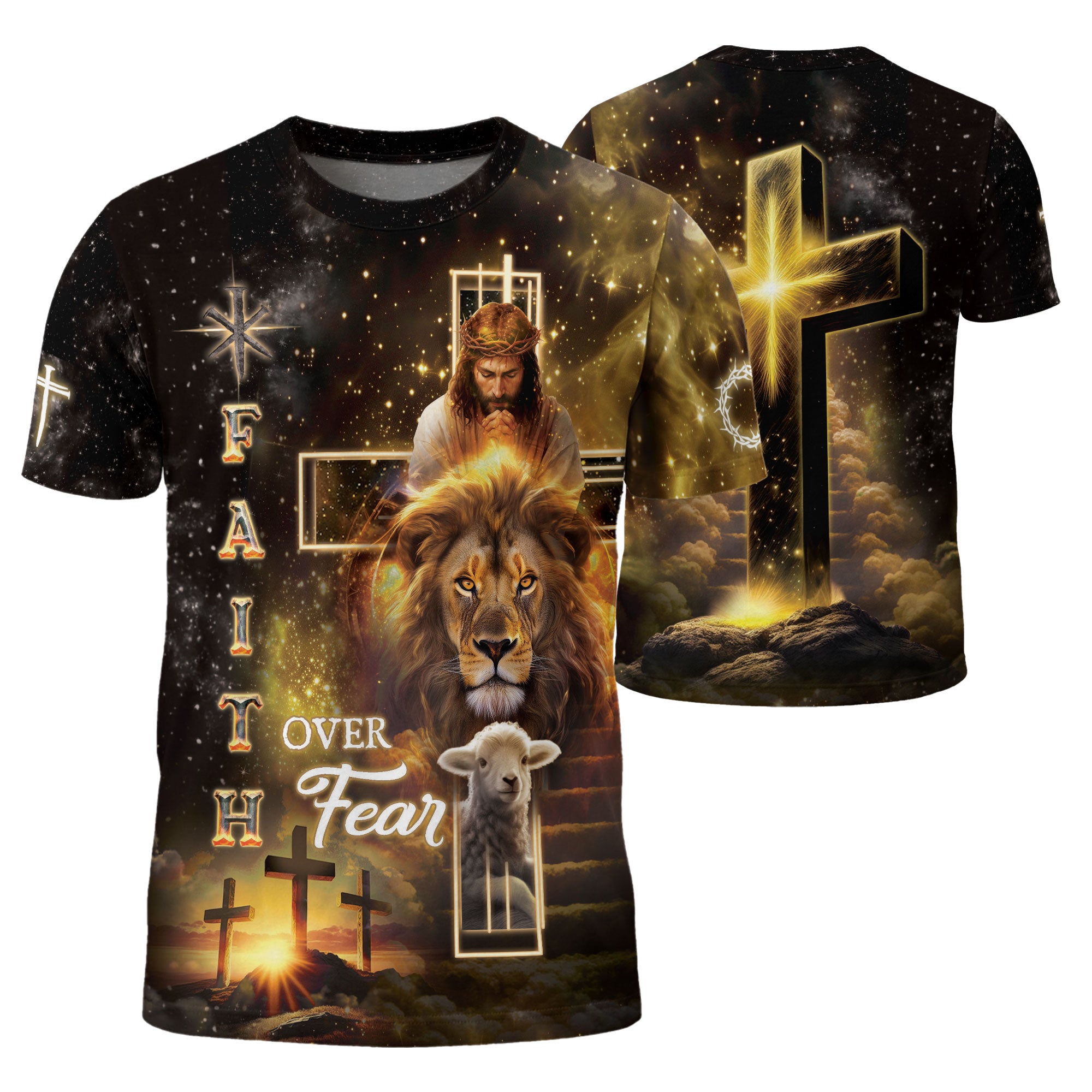 RustField Co, Faith Over Fear Cross - Christian Tee Shirts for Men, Freedom Shirts - Rust Field Wear