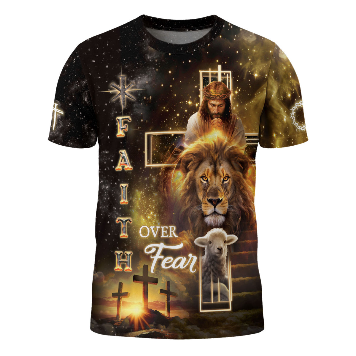 Christian Tee Shirts for Men, Faith Over Fear Cross Freedom Graphic Tee, Jesus Shirt, Church and Bible Study Gift for Men, Rustfield Co. - Rust Field Wear