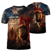 Freedom Shirts - I Can Do All Things Through Christ Lion and Lamb Cross, Christian Tee Shirts for Men, RustField Co - Rust Field Wear