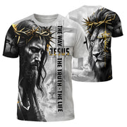 RustField Co Christian Tee Shirts - Jesus The Way The Truth The Life Lion, Freedom Shirts for Men - Rust Field Wear
