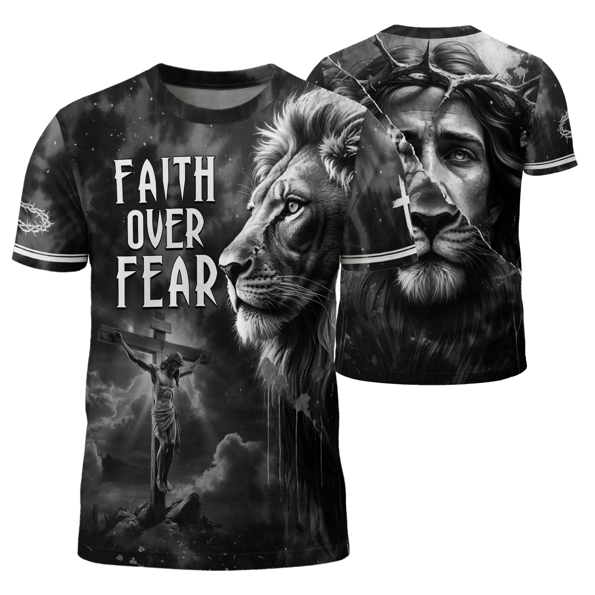 Freedom Shirts - Faith Over Fear Lion of Judah Jesus, Christian Tee Shirts for Men, RustField Co - Rust Field Wear