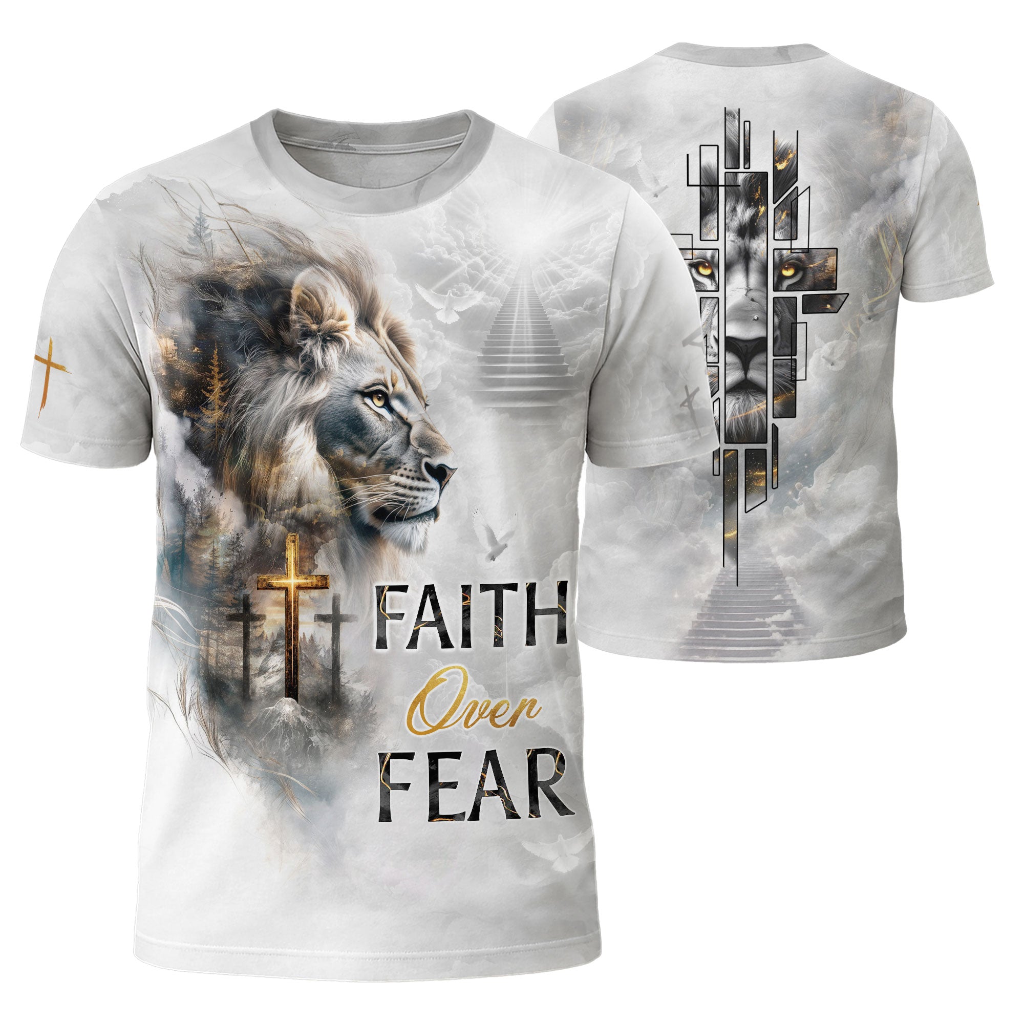 Lion Cross Faith Artwork - Christian Tee Shirts for Men, Freedom Shirts, RustField Co - Rust Field Wear