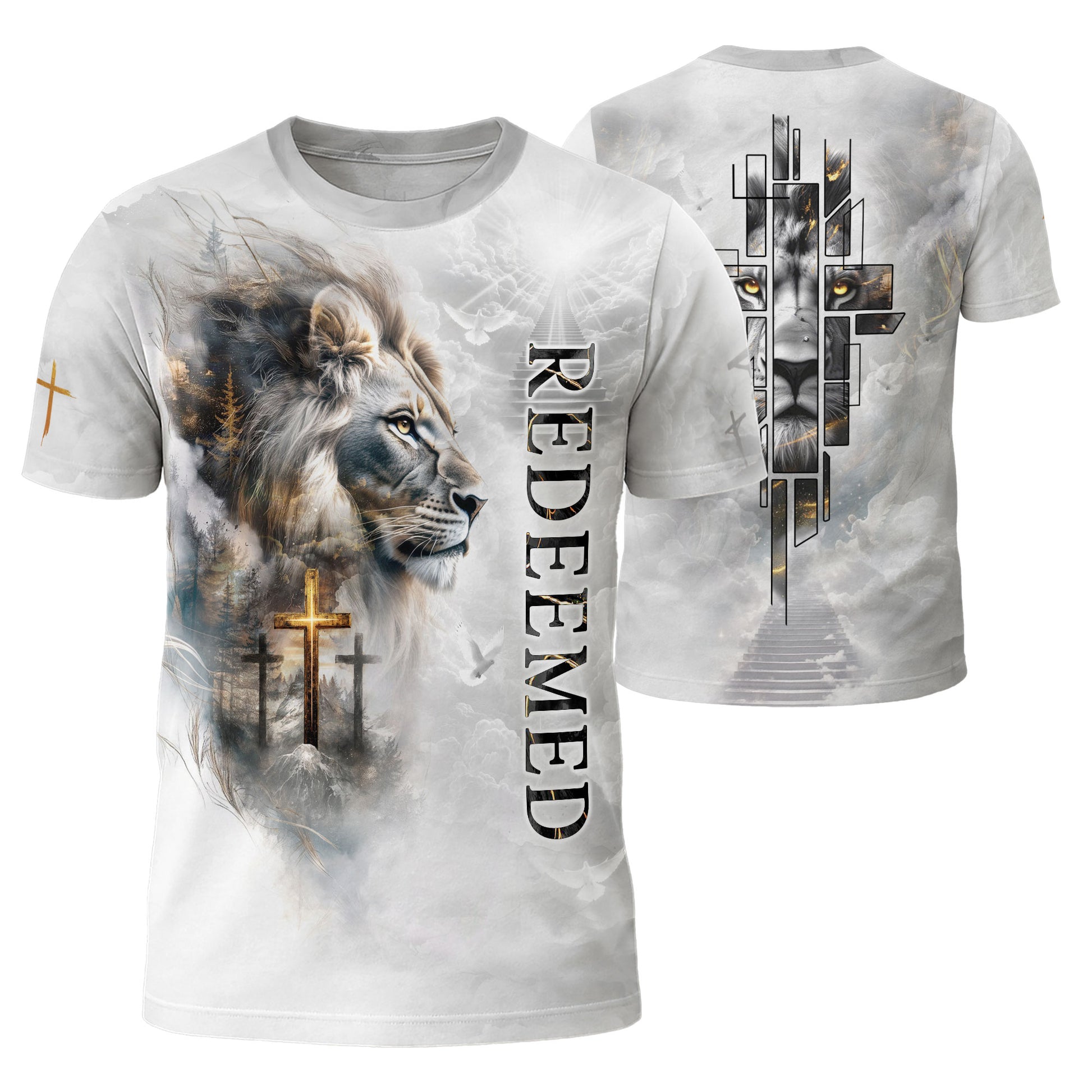 Freedom Shirts - Redeemed Lion Cross Heaven, Christian Tee Shirts for Men, RustField Co - Rust Field Wear