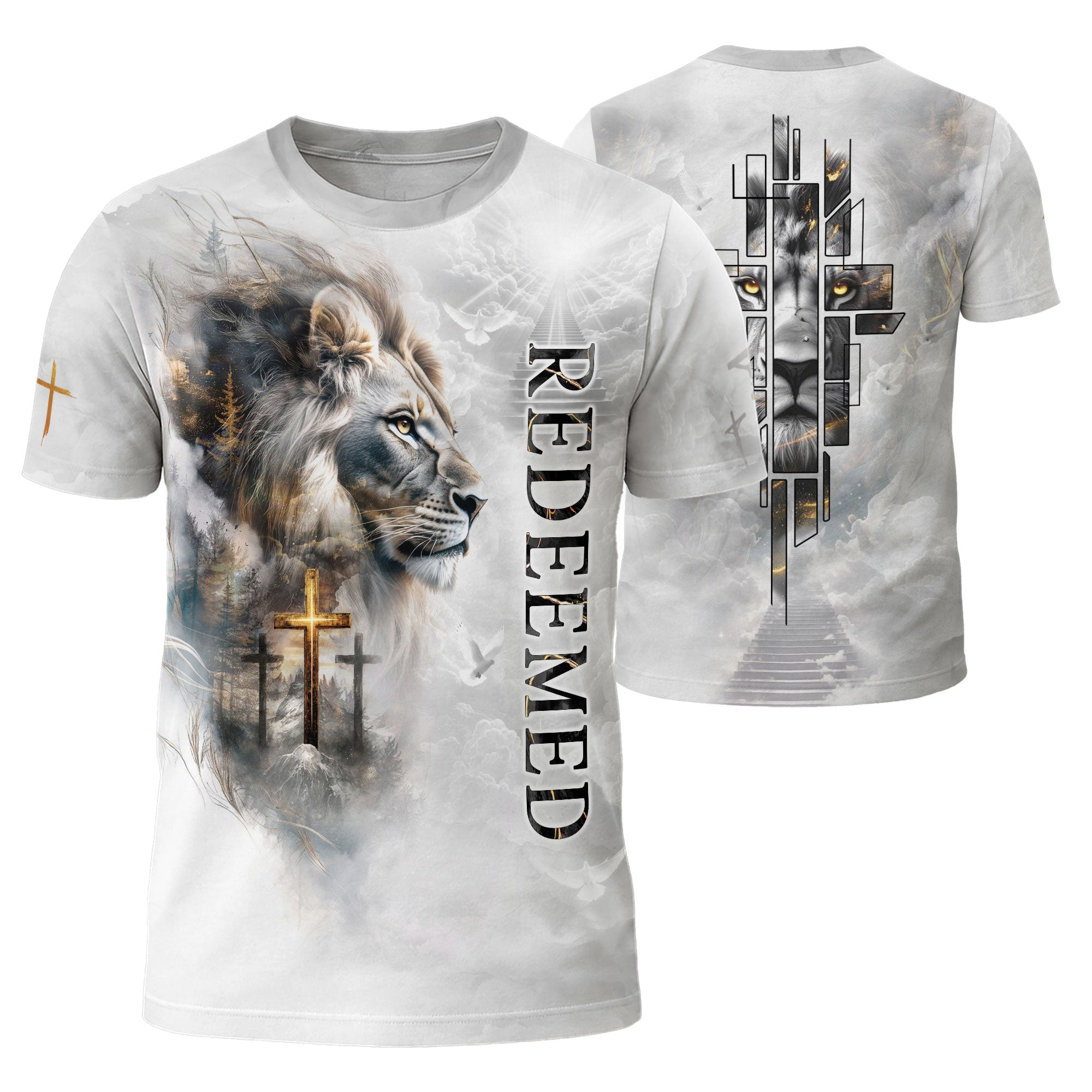 Freedom Shirts - Redeemed Lion Cross Heaven, Christian Tee Shirts for Men, RustField Co - Rust Field Wear