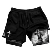 John 3:16 Bible Verse Shorts for Men Jesus Cross Christian Apparel - Rust Field Wear