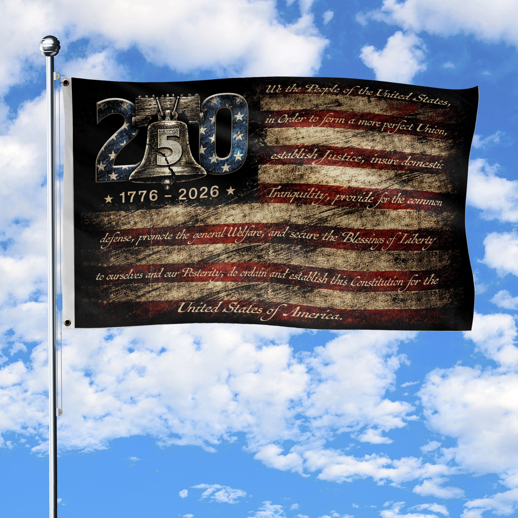 USA 250th Anniversary Flag 1776-2026 American Flag Liberty Bell We The People Patriotic