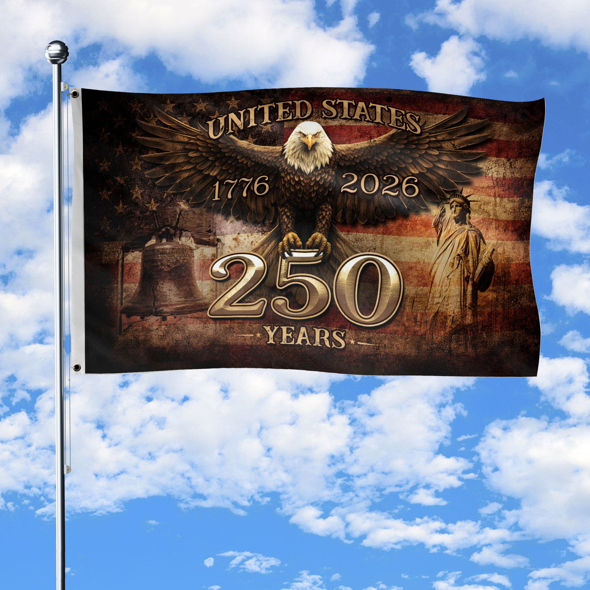 United States 250 Years Flag 1776–2026 – Eagle Patriotic American Décor