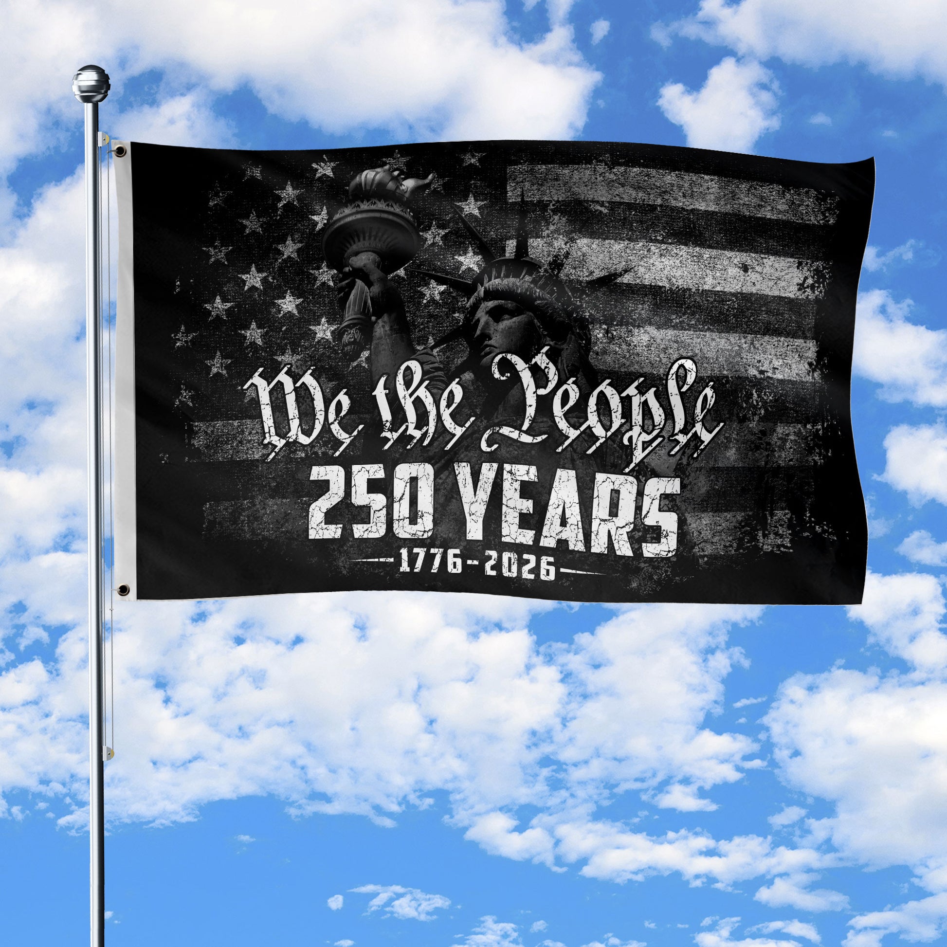 USA 250th Anniversary Flag 1776-2026 We The People Statue of Liberty Patriotic - Rust Field Wear