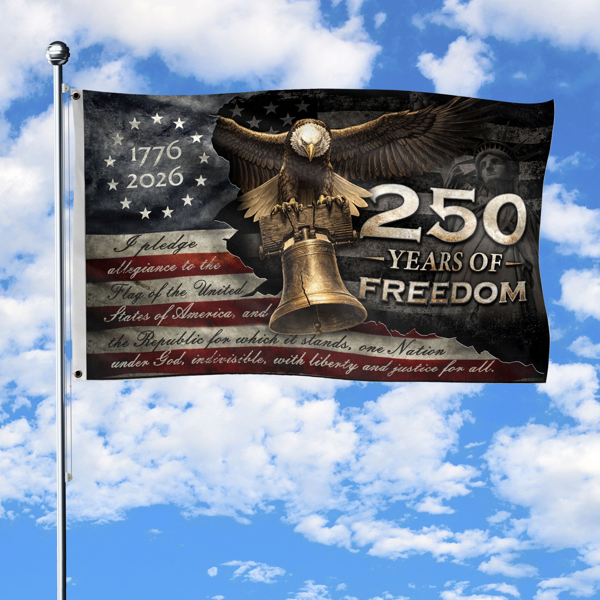 250 Years of Freedom Double-Sided House Flag 1776–2026 – Patriotic American Décor