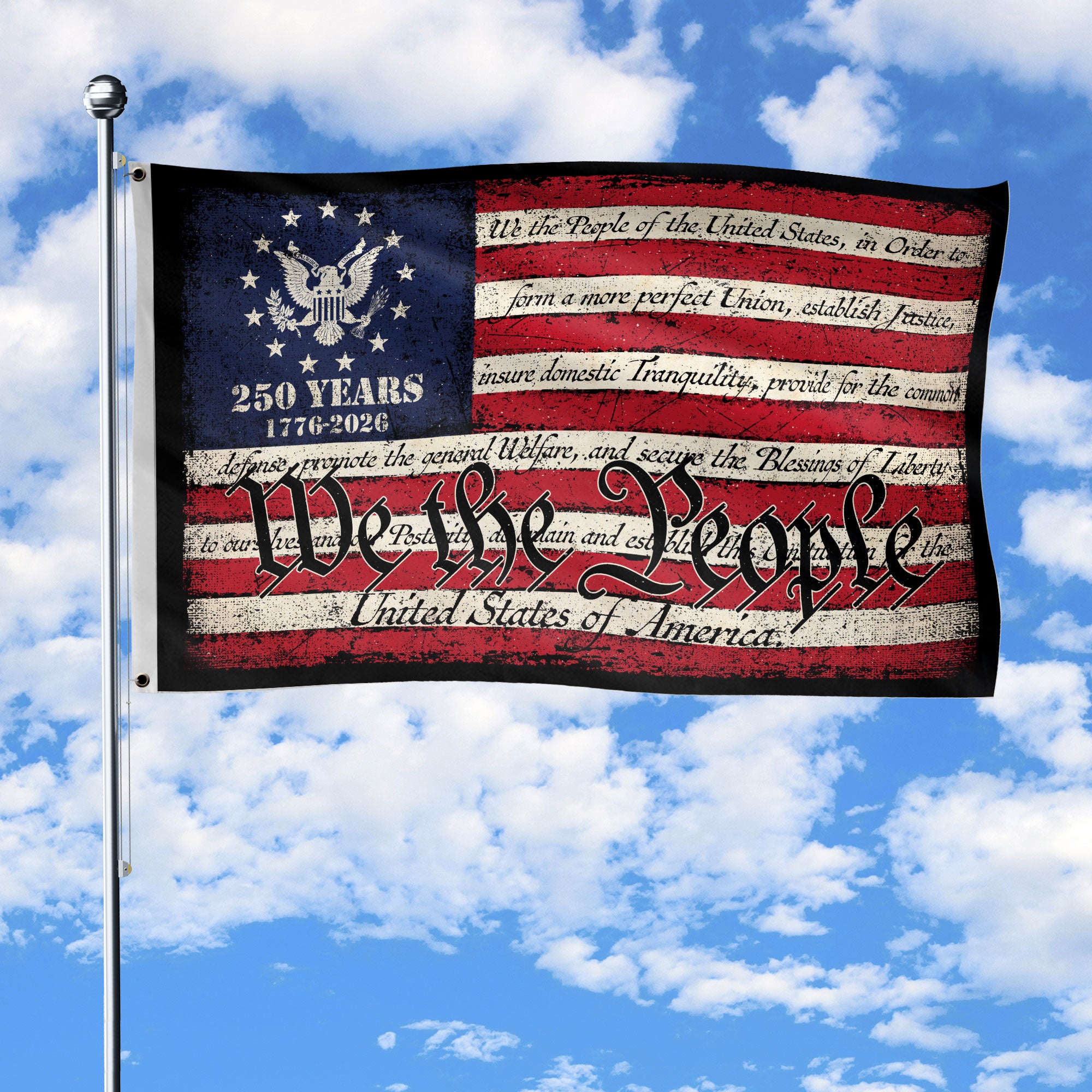 We The People Double-Sided House Flag – 250 Years of Freedom Patriotic American Décor 1776–2026