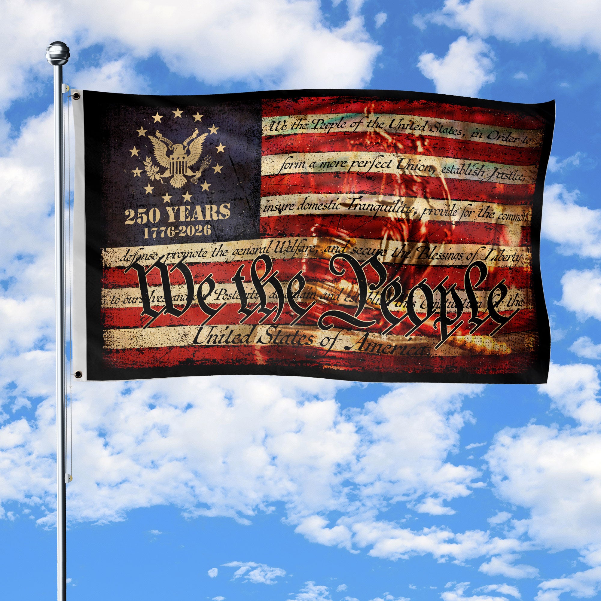 We The People House Flag – Double-Sided Patriotic Décor Celebrating 250 Years of Freedom 1776–2026