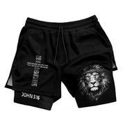 John 3:16 Bible Verse Christian Gym Workout Shorts Men Lion of Judah Athletic Activewear - Rust Field Wear