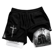 Joshua 1:9 Christian Men Gym Shorts Jesus Strong Knight Bible Training Performance Gear - Rust Field Wear