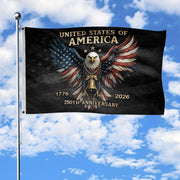 USA 250 Years Flag Decor – 250th Anniversary Double-Sided House Flag 1776–2026