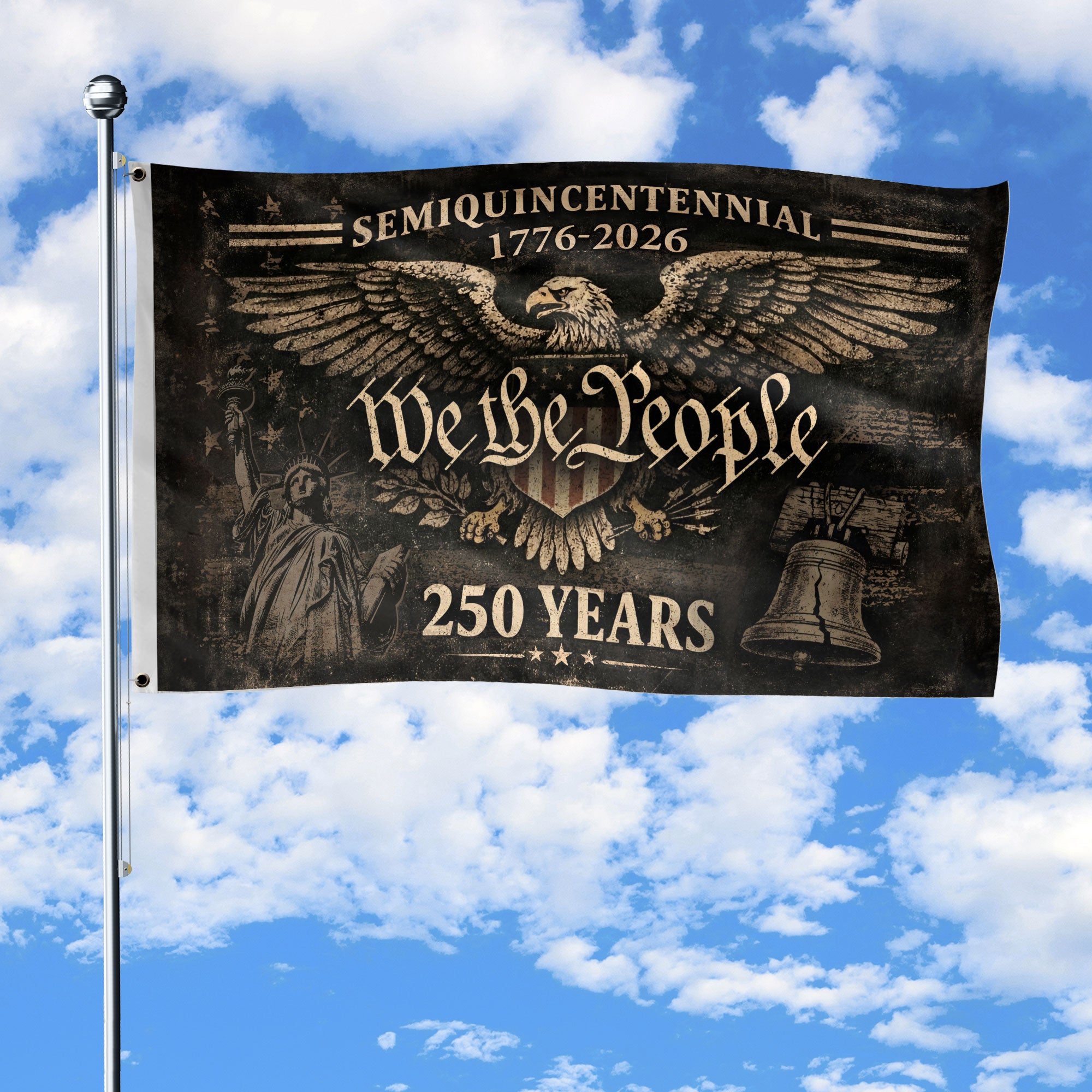 USA 250 Years Flag 1776-2026 We The People American Heritage Eagle Strength Patriotic