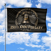 USA 250th Anniversary Flag 1776–2026 – American Flag with Liberty Bell & Eagle Design - Rust Field Wear