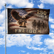 250 Years of Freedom USA Flag 1776–2026 – American Flag with Eagle & Liberty Bell Design - Rust Field Wear