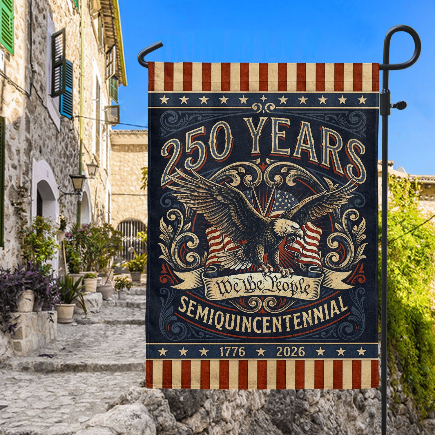 USA 250th Anniversary 1776–2026 House Flag – Retro We The People Bald Eagle Double Sided Printing