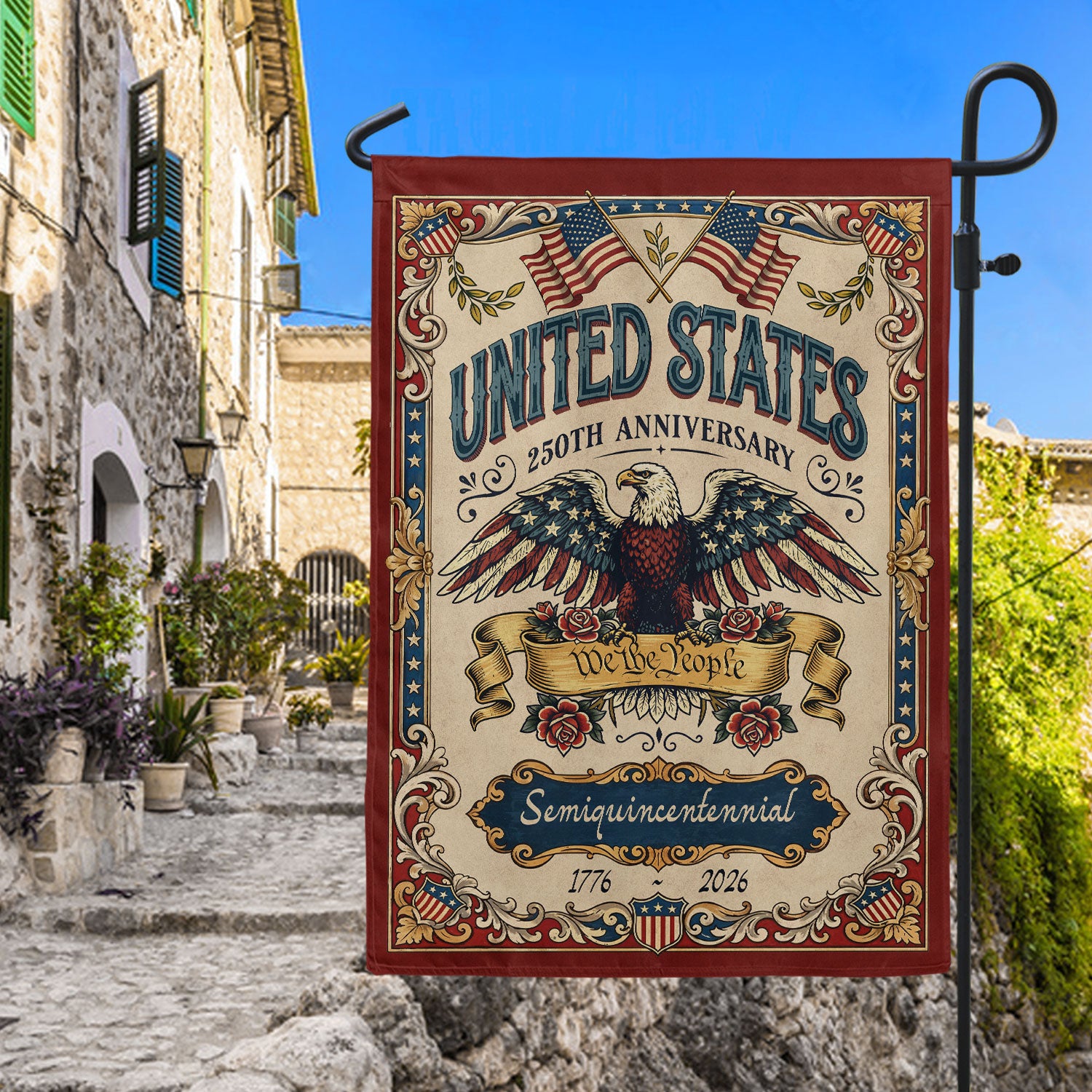 1776-2026 America 250th Anniversary Garden Flag – We The People Bald Eagle 250 Years of Freedom Double Sided Patriotic Printing
