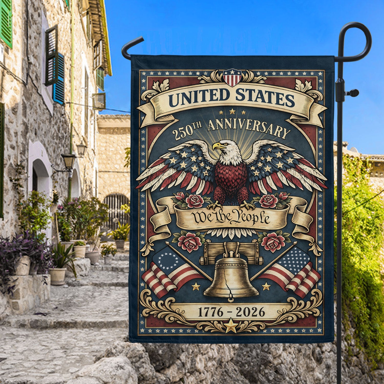 United States USA 250th Anniversary 1776-2026 Garden Flag – We The People Bald Eagle & Liberty Bell 250 Years Double Sided