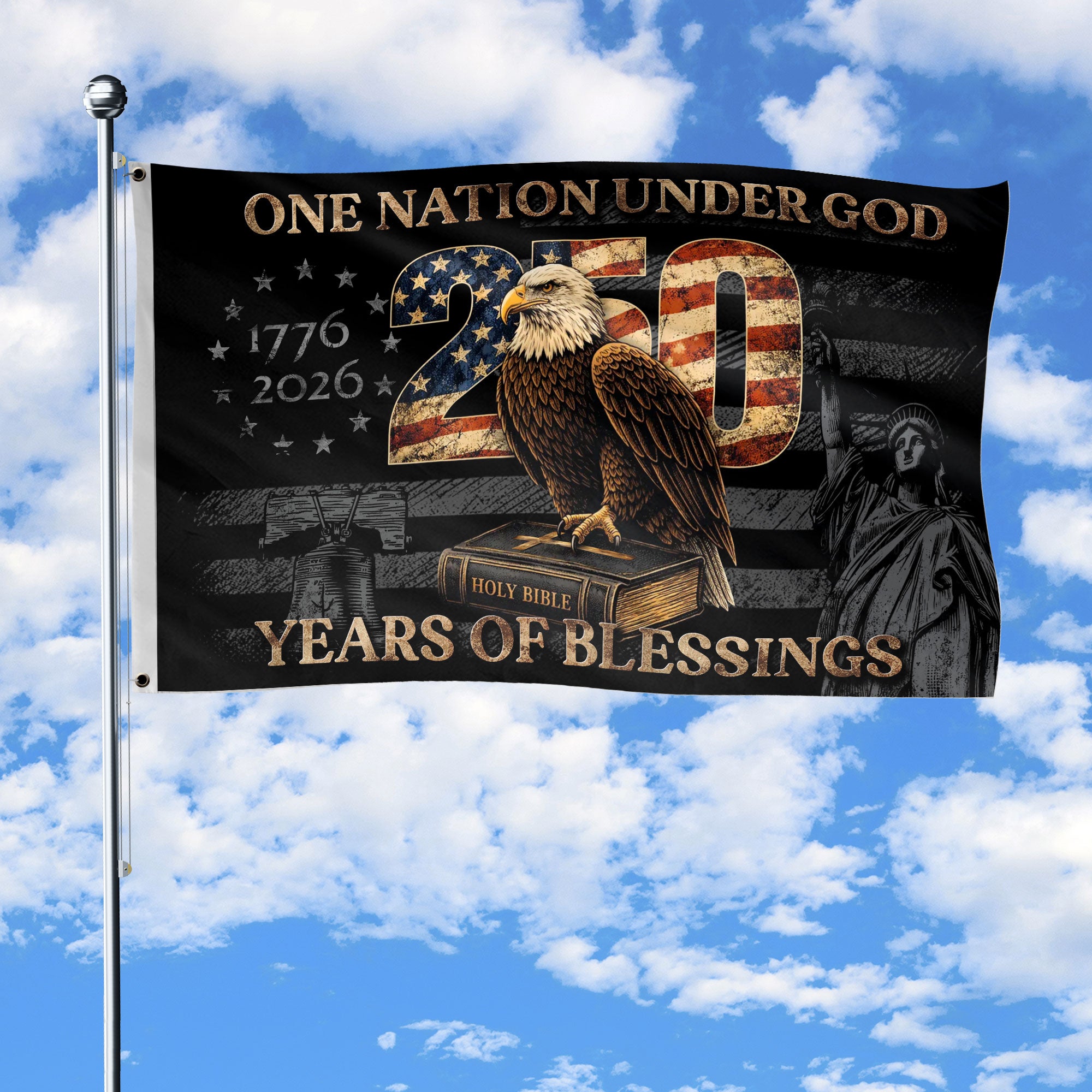 One Nation Under God 250 Years America Anniversary Flag – 1776–2026 Double Sided Patriotic Banner