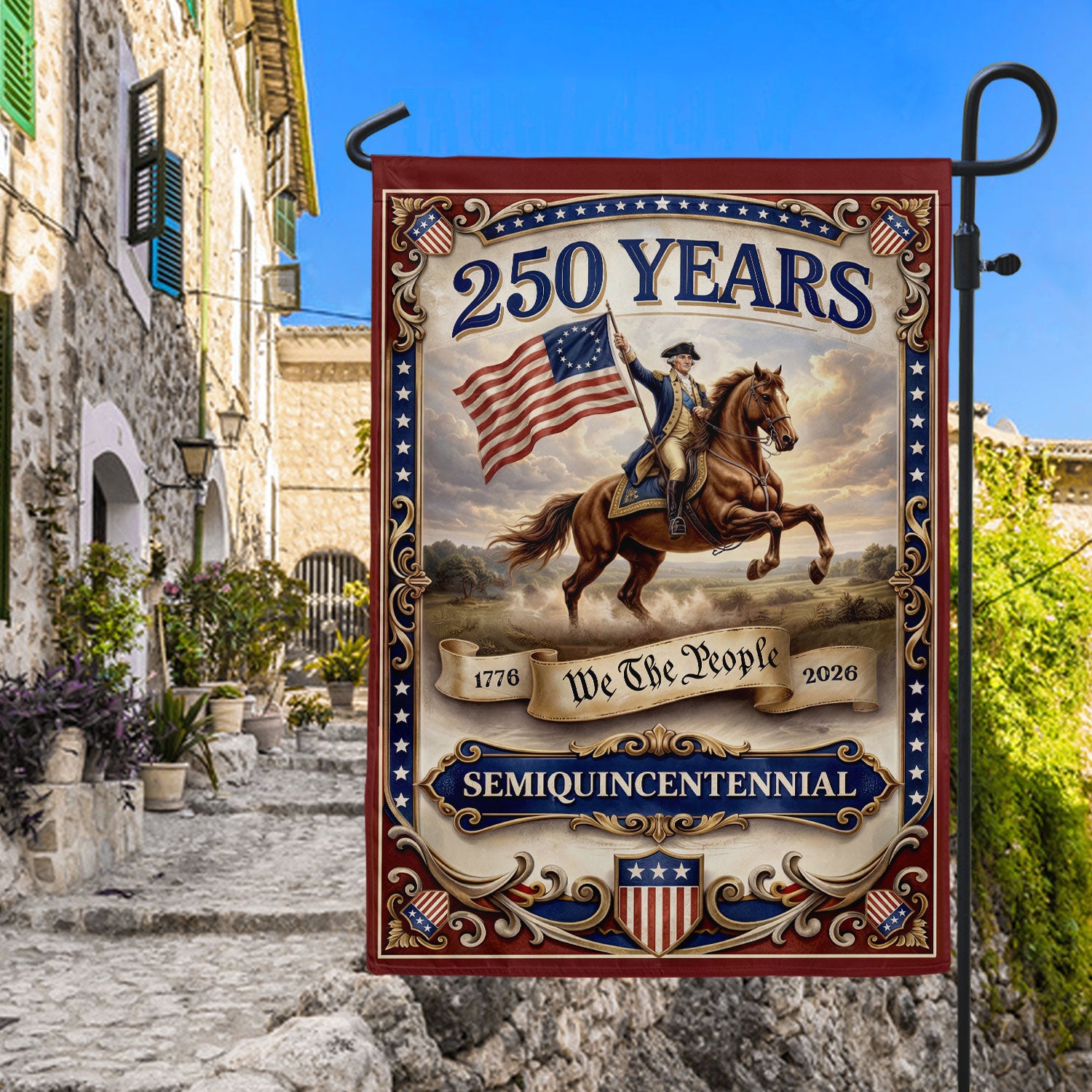 USA 250 Years We The People 1776–2026 House Flag – George Washington Double Sided Anniversary Yard Decor