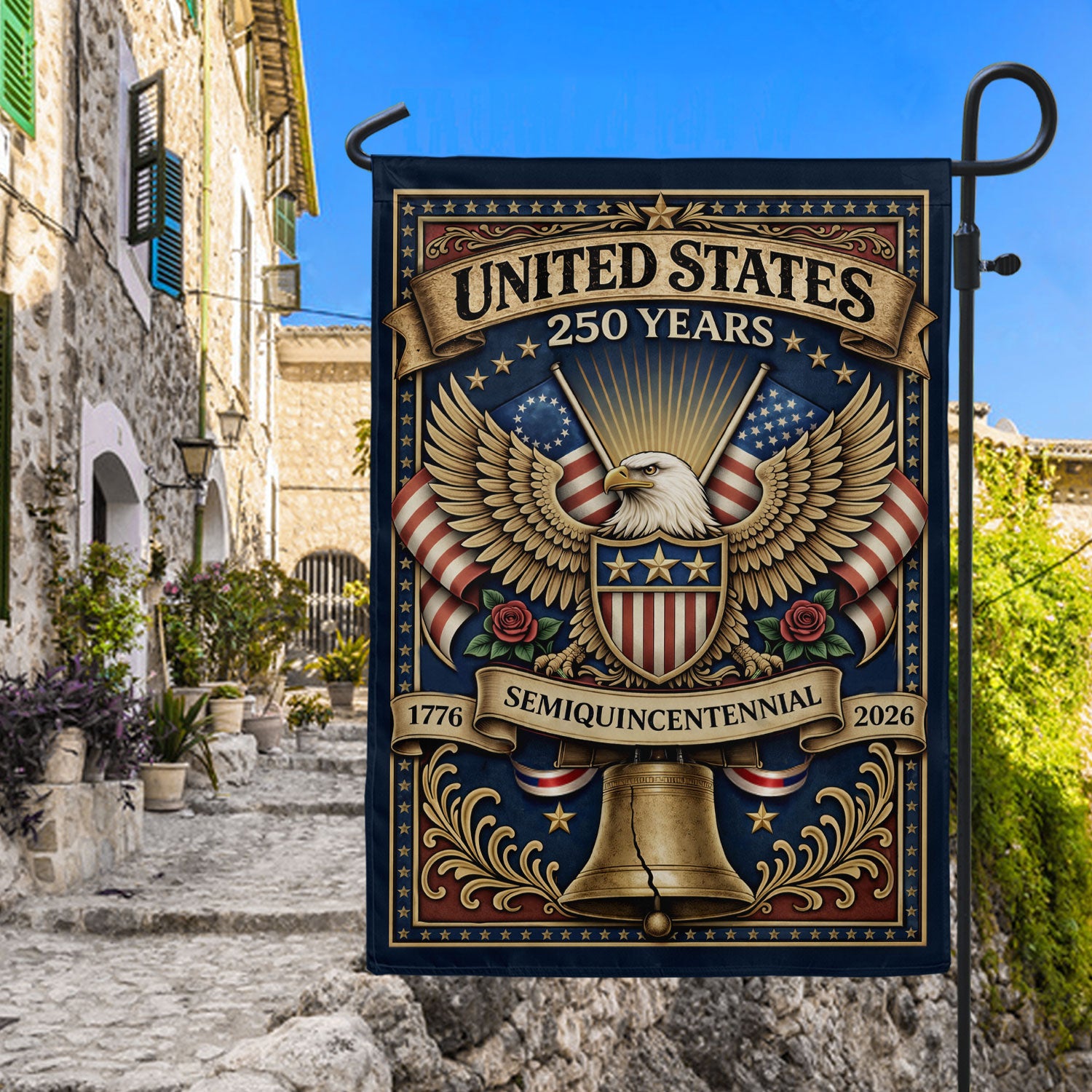 USA 250th Anniversary 1776–2026 House Flag – Majestic Bald Eagle & Stars Stripes Double Sided Banner