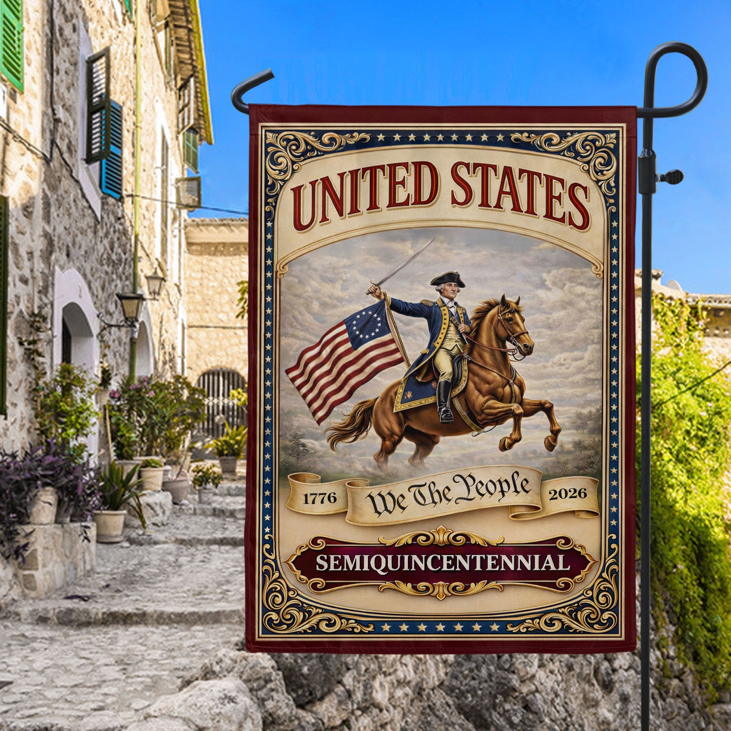 George Washington 250th Anniversary 1776–2026 House Flag – America 250 We The People Double Sided Yard Decor