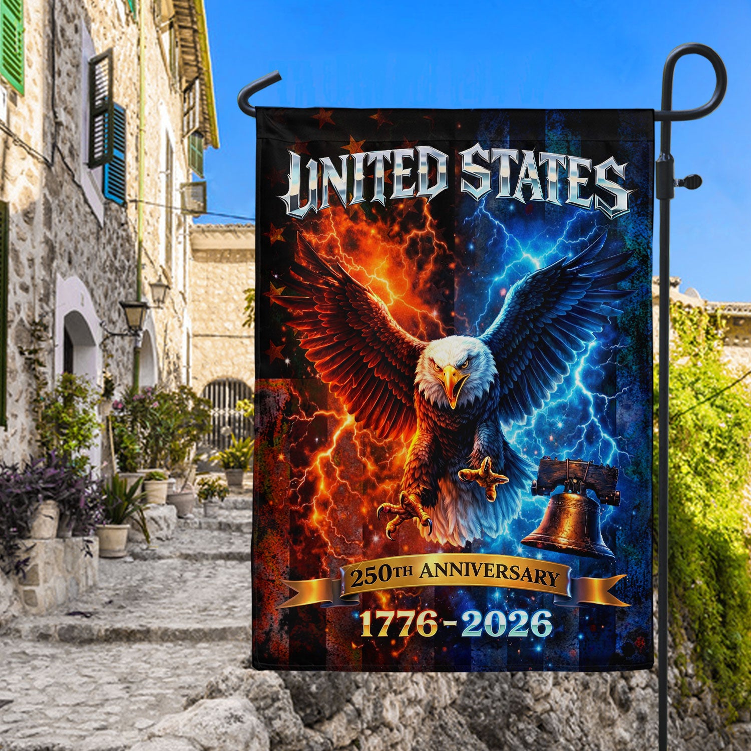 America 250th Anniversary Garden Flag - Statue of Liberty & Eagle 1776-2026, 250 Years Double Sided Outdoor Decor