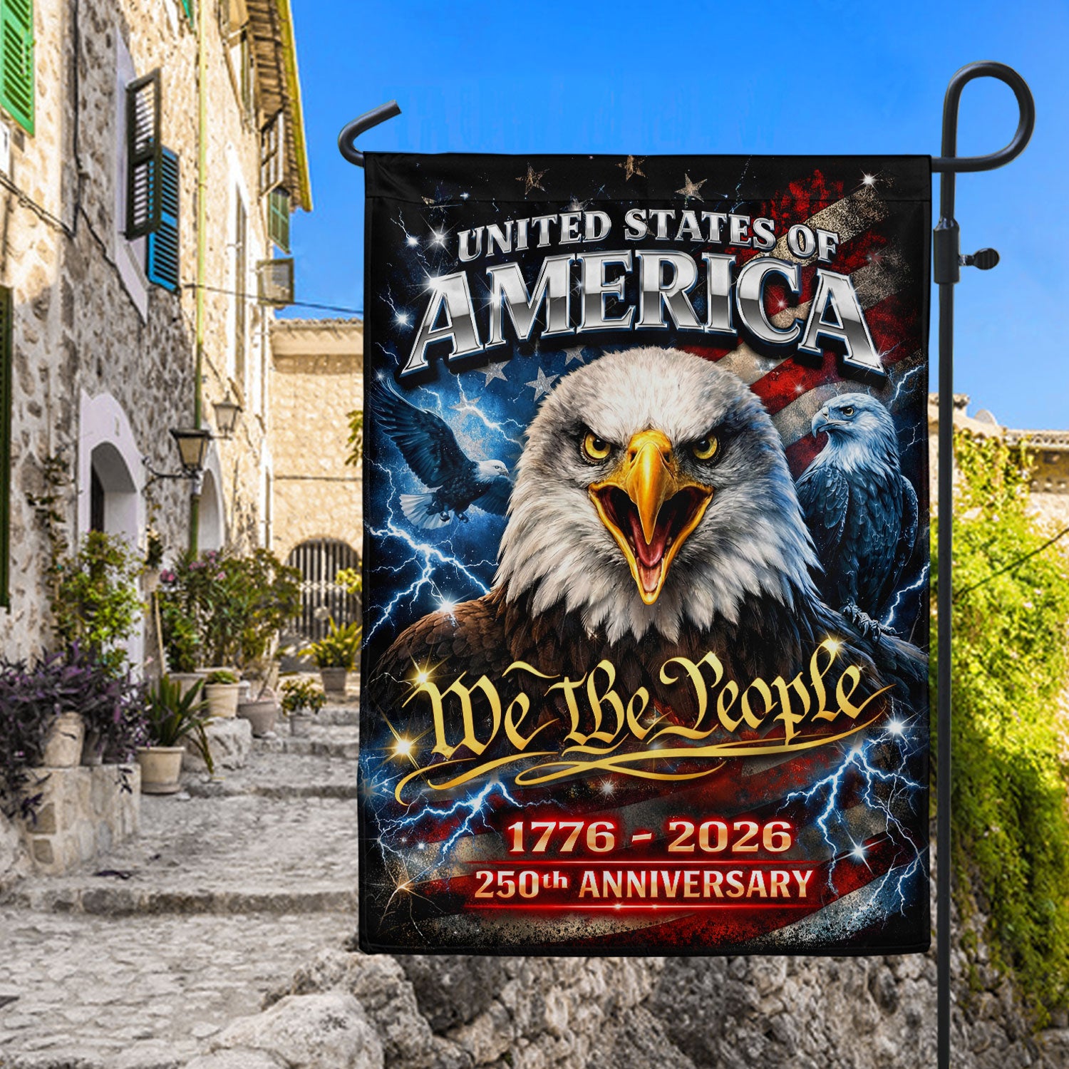 America We The People 250th Anniversary House Flag - Eagle Freedom 1776-2026, Double Sided 250 Years Outdoor Decor