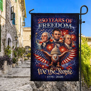 America 250 Years of Freedom 1776-2026 Garden Flag – Founders Washington Lincoln Franklin 250th Anniversary Double Sided Banner - Rust Field Wear