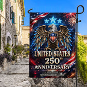 1776-2026 USA 250 Years 250th Anniversary Garden Flag – Bald Eagle & Fireworks Double Sided Patriotic Outdoor Banner