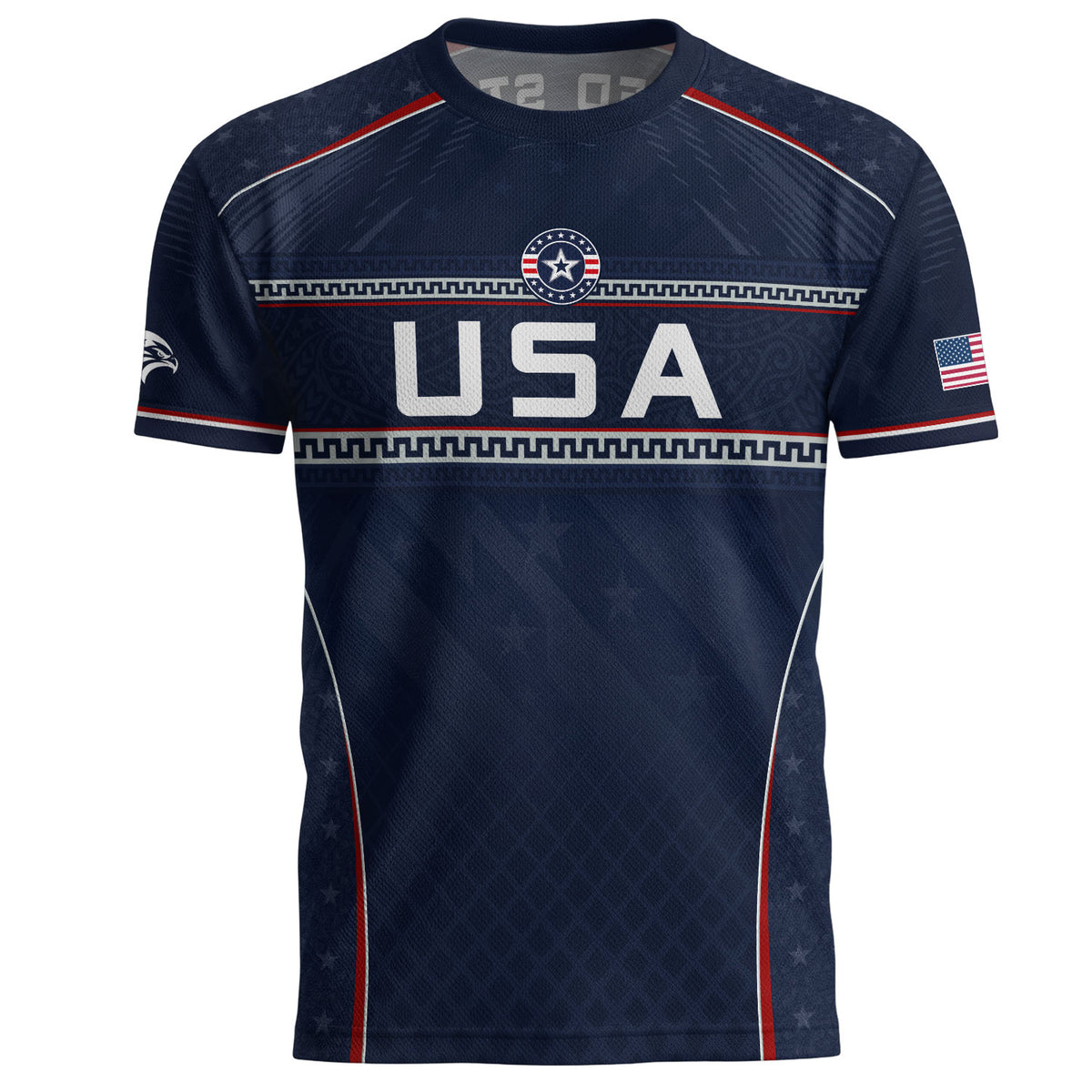 USA Soccer Jersey Navy Patriotic Eagle Graphic Athletic T-Shirt for Soccer Fans - Rust Field Wear