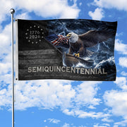 America 250th Anniversary Flag 1776-2026 – Bald Eagle & Lightning Bootleg Style House Flag - Rust Field Wear