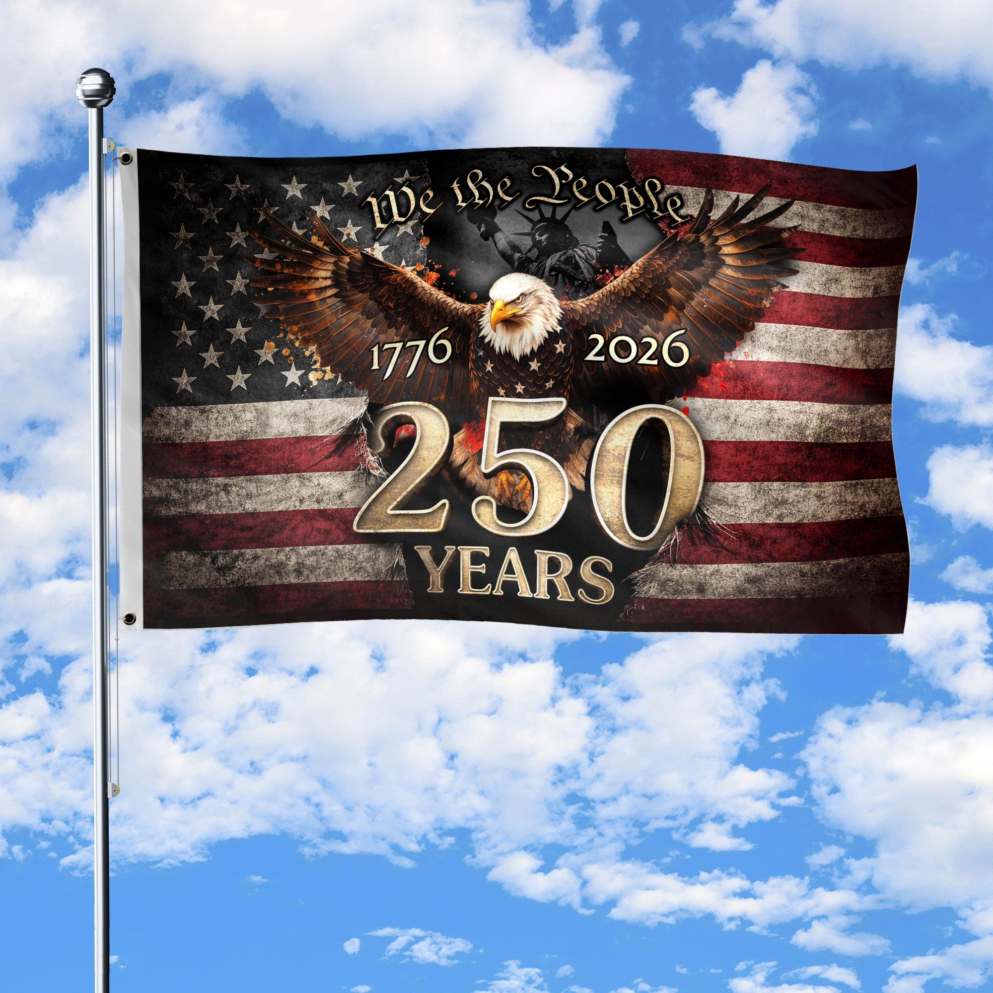 We The People 250 Years Flag 1776–2026 – Eagle Patriotic American Décor