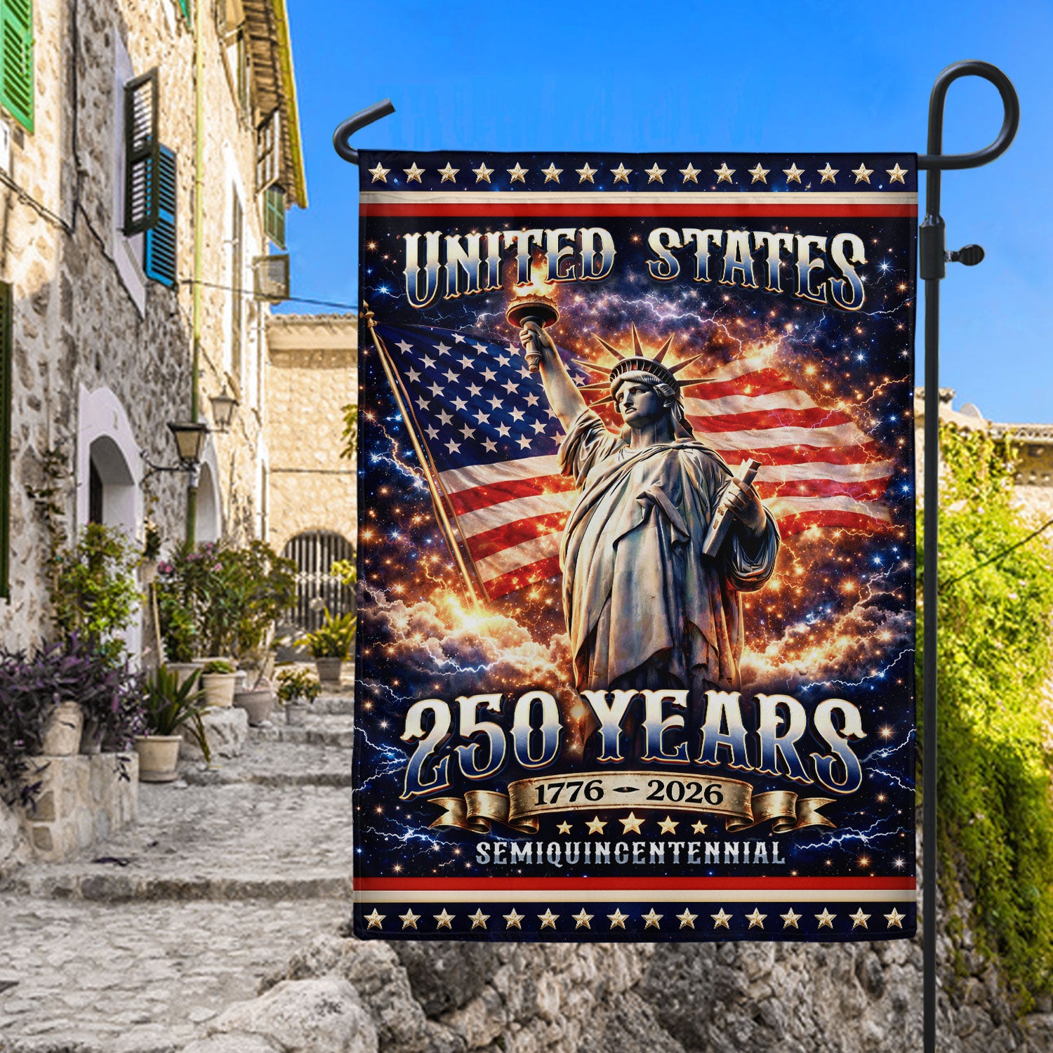 USA 250th Anniversary House Flag 1776-2026 – Statue of Liberty Patriotic Double Sided House Yard Decor