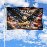 USA 250th Anniversary 1776–2026 House Flag – Vintage Bootleg Eagle We The People Lightning Double Sided Printing - Rust Field Wear