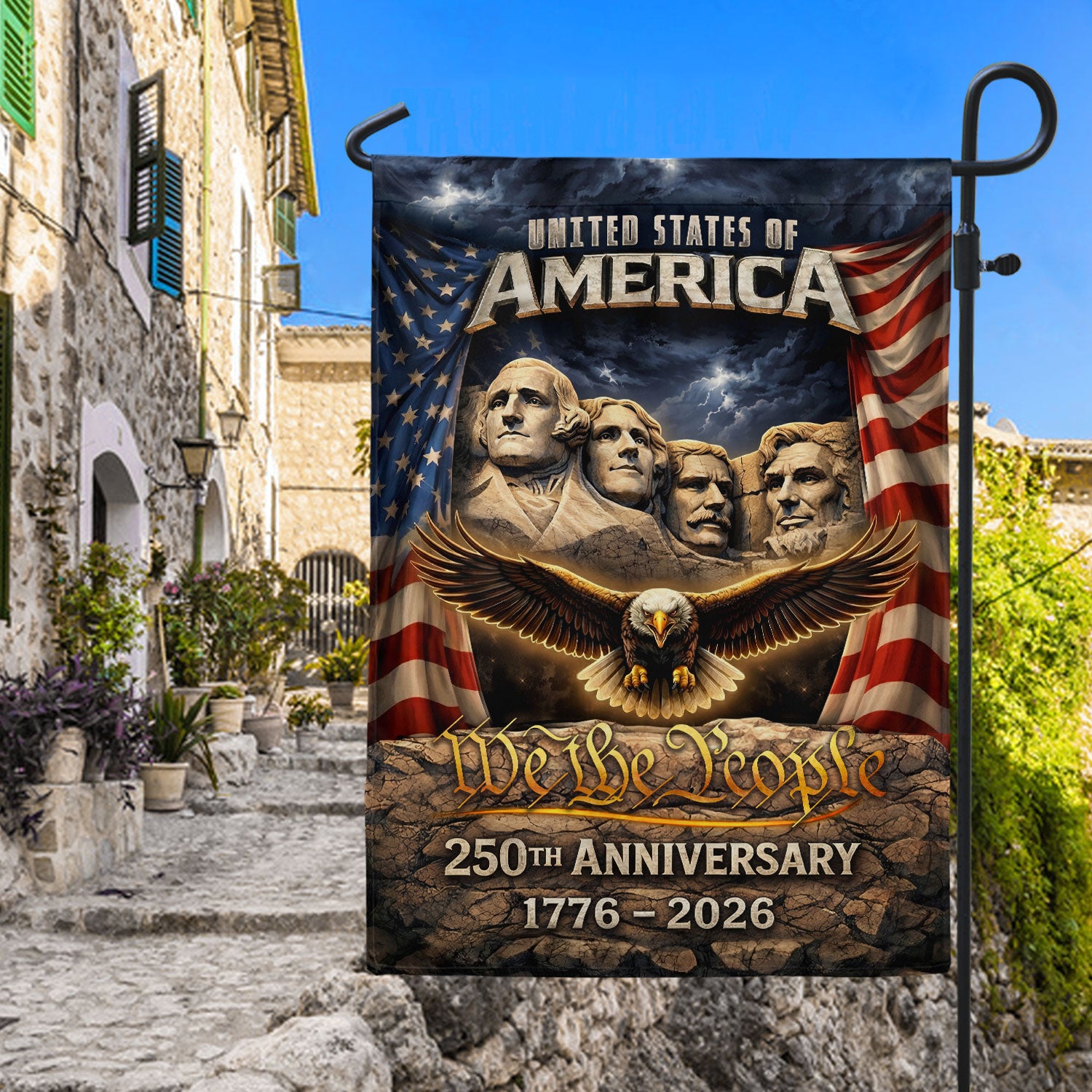 USA 250th Anniversary House Flag 1776-2026, American Flag 250 Year Anniversary, Patriotic Outdoor Yard Decoration
